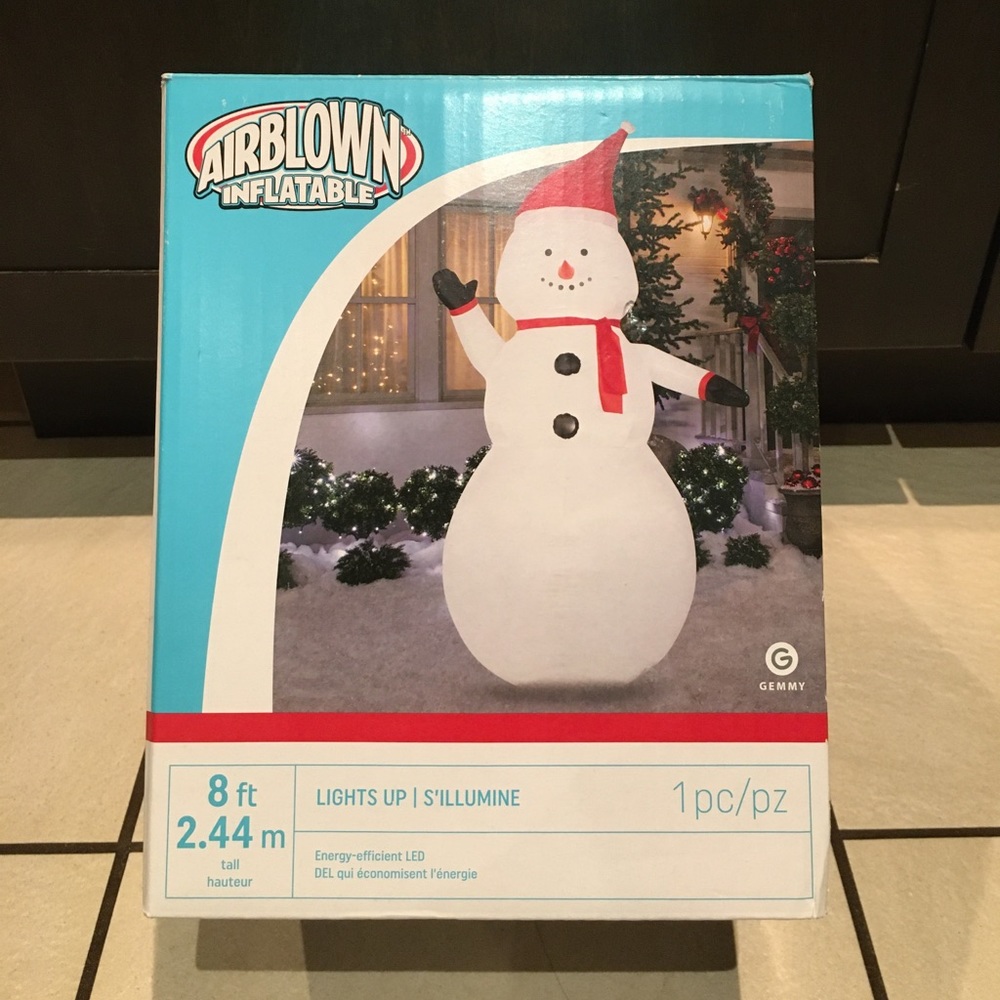 Inflatable 8 foot Snowman.  New!